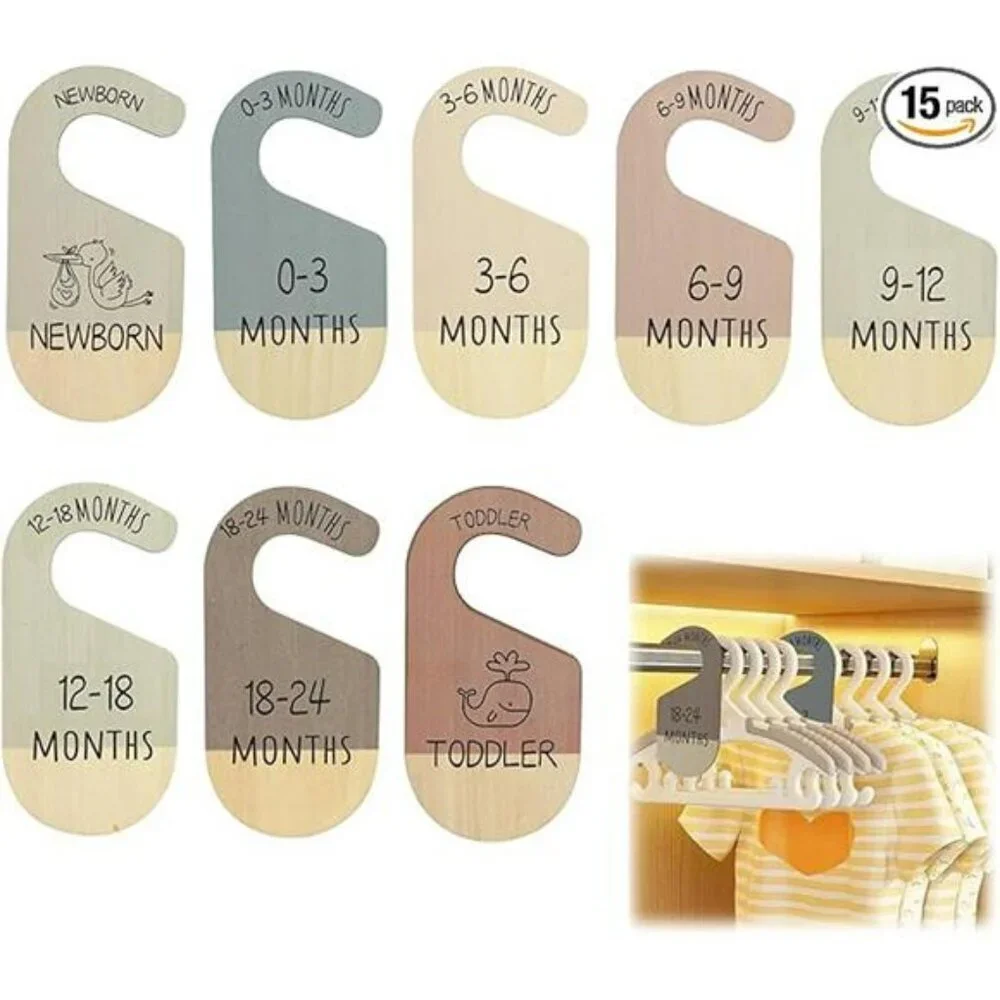Baby closet dividers wooden size labels nursery clothes organizer newborn toddle